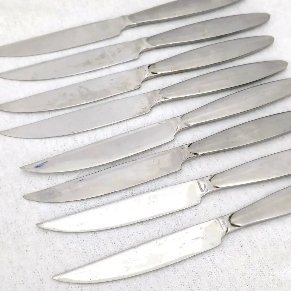 Set of 8 Reed & Barton Stainless Steel Serrated Steak Knives Dinner Cutlery